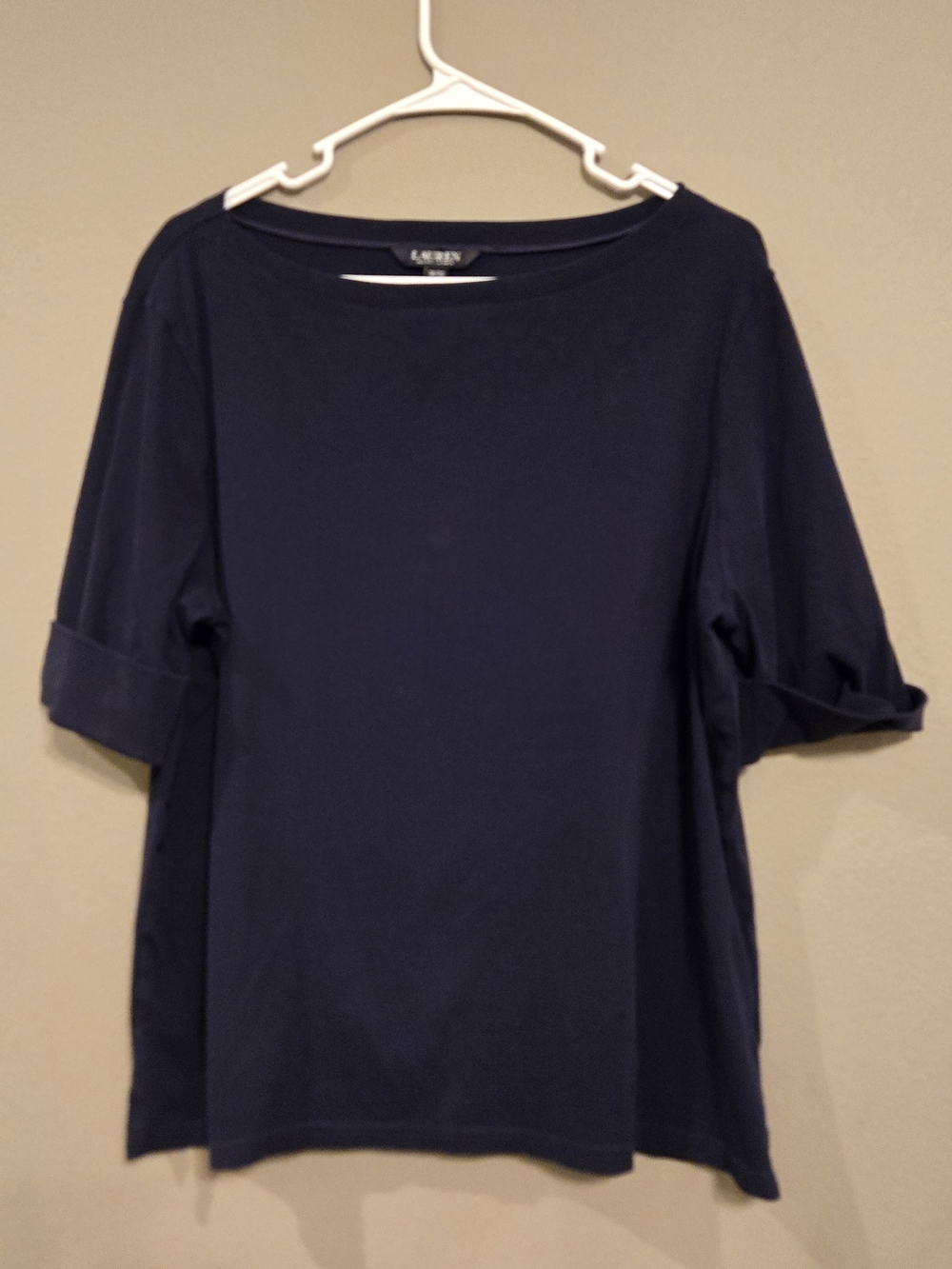 Lauren Ralph Lauren Navy Boatneck Short Sleeve Top